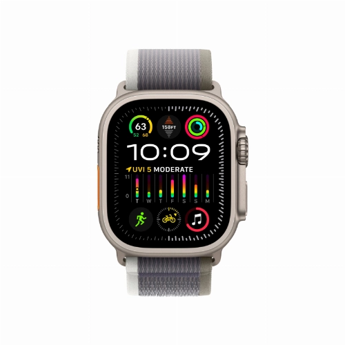Apple Watch Ultra 2 GPS + Cellular, 49 мм, корпус из титана, ремешок Trail зеленого/серого цвета, размер S/M